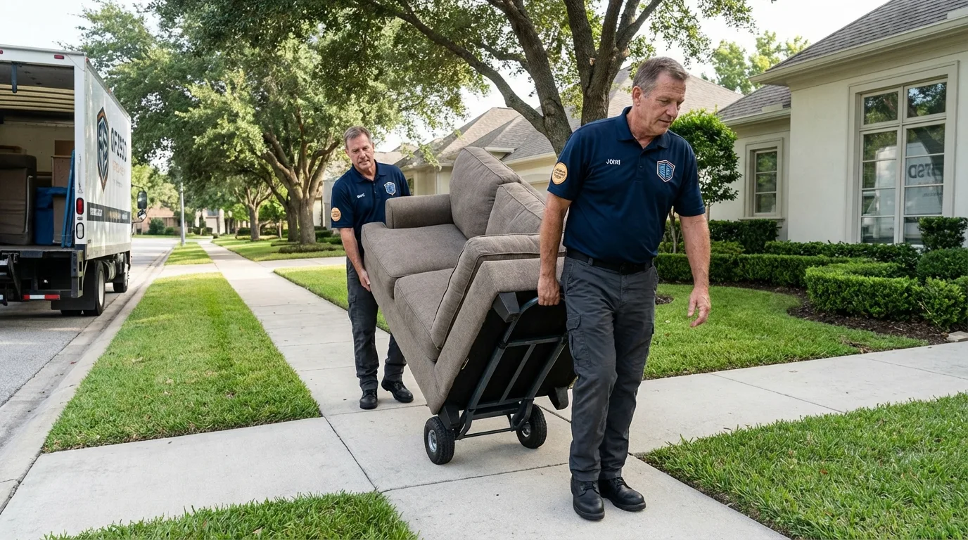 Local residential moving crew loading furniture in Guttenberg, IA